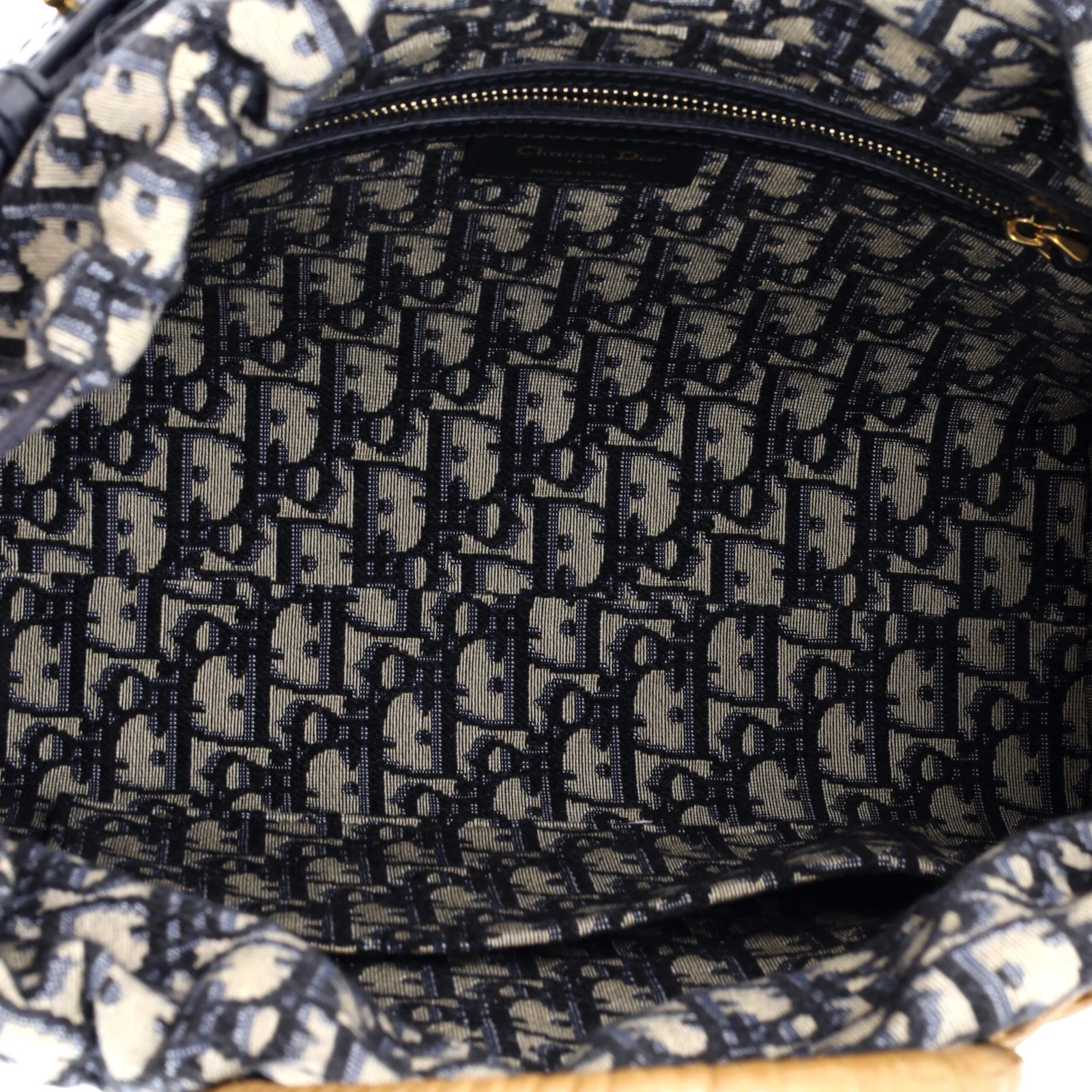 Christian Dior Basket Bag Wicker and Oblique Canvas Large image 5