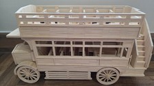 Large Handmade Open Top Bus Wooden Matchstick Model