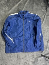 Nike Jacket Mens 2XL Blue Windbreaker Full Zip Running Lightweight Swoosh
