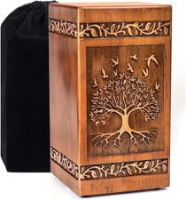 Wooden Cremation Urn Tree of Life Engraved Adult Ashes Memorial Box