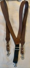 Nocona Belt Co Tan Leather Embossed Suspenders Size XXL Adjustable Western