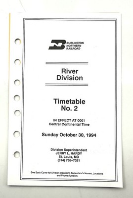 BN River division ETT #2 10/30/1994 Burlington Northern Railroad
