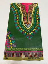 GREEN Dashiki Polished African Ankara Wax Print, 100 Cotton, Sell by 6 Yards-