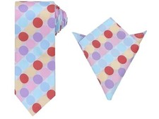 Men's Necktie Sets Polka Dot Ties with Matching Pocket Square One Size Colorful
