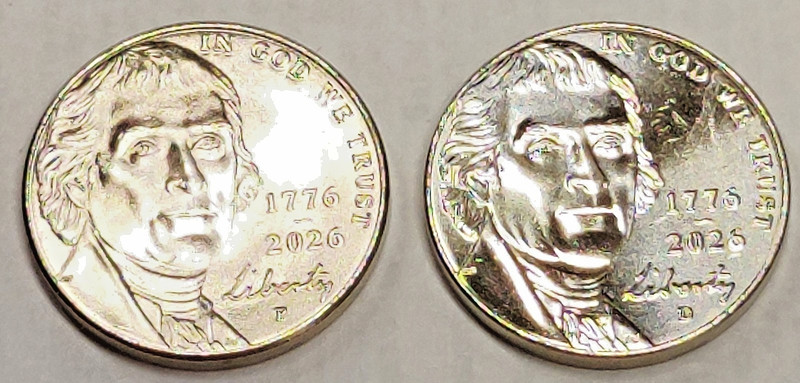 2026 P & D  Jefferson Nickels -  BU Coin Set