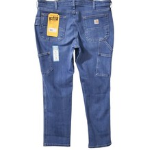 Carhartt Rugged Flex Jeans Women Size 16 Short Blue Double Knee NEW BD5110-W