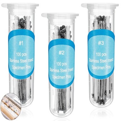 WILLBOND 300 Pieces Stainless Steel Insect Pins Kit 3 Sizes, Multicolor 