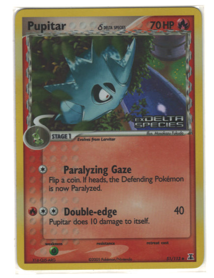 Pokemon Card - Pupitar Delta Species 51/113 Uncommon Reverse Holo NM