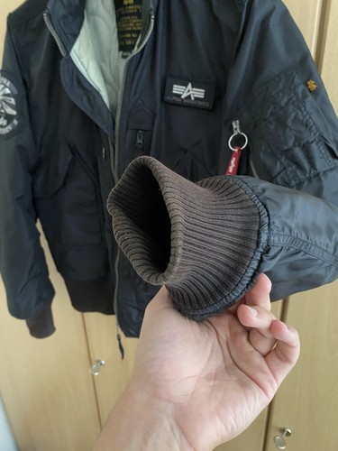 Vintage Alpha Industries Flight Jacket M Black Original Patches Classic Bomber - Bild 8 von 13