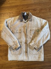 Vintage Carhartt Blanket Lined Chore Coat Heavily Distressed Worn, Size M L 