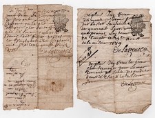 1689 Papier Timbré Stamped Généralité de Lyon Manuscript French Legal Documents