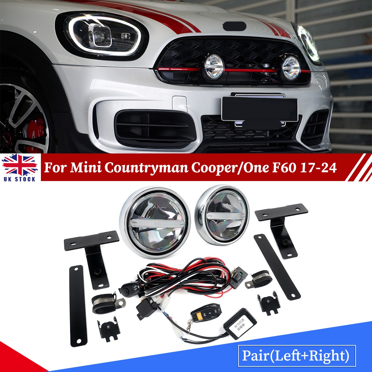 LED Spotlights Rally Fog Lamp Spot Lights Chrome For Mini Countryman F60 2017-24