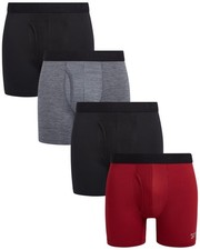 Reebok Mens Boxer Briefs - 4 Pack Stretch Performance Boxers for Men with Functi