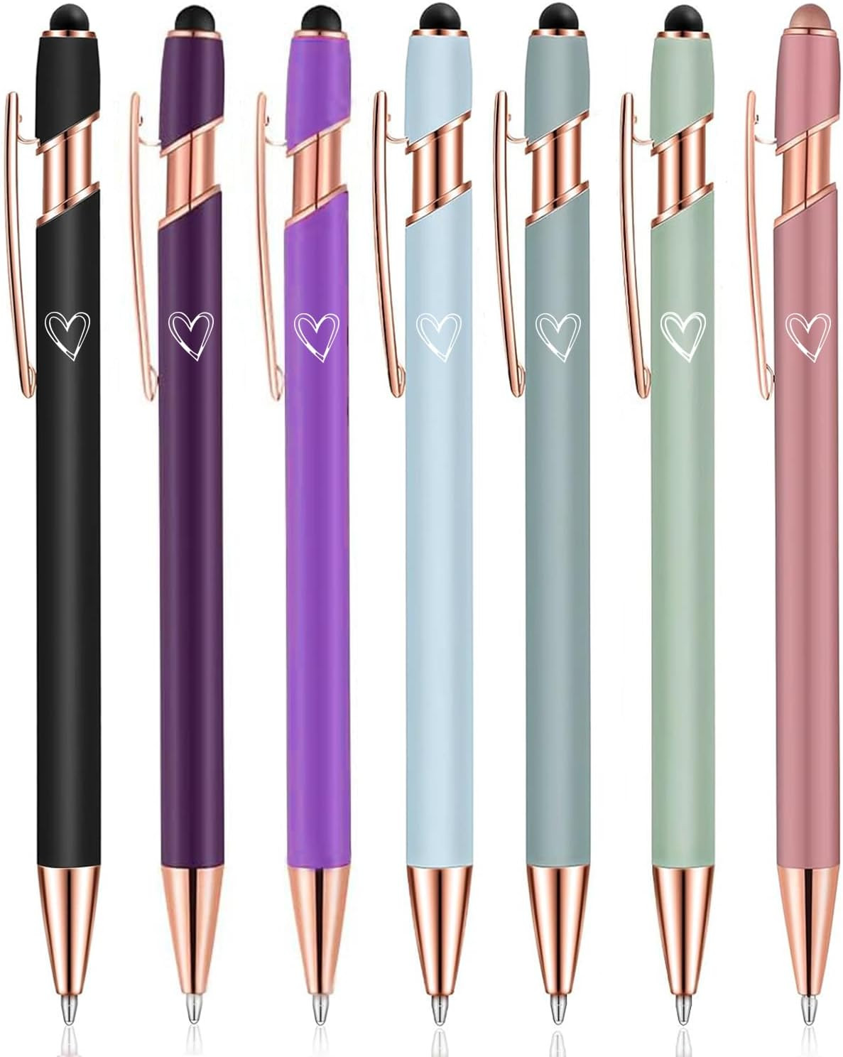 7 Pack 2 in 1 Ballpoint Pen with Stylus Tip, Metal Stylus Pens for Touch Screens