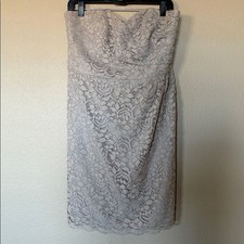 DAVIDS BRIDAL Strapless Mini Dress Floral allover LACE Bridesmaid Prom Party