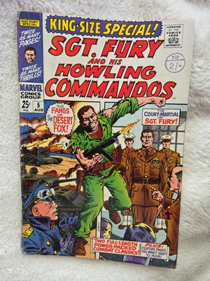 Marvel Silver Age comic: Sgt Fury King Size #5 Condition Very Good Aug 69