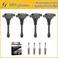 Quality Ignition Coil & BOSCH Spark Plug 4PCS for Nissan Kicks/ Versa/Versa Note