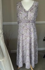 VGC Anokhi For East Fully Lined All Cotton Dress Size UK 14 Lilac, White