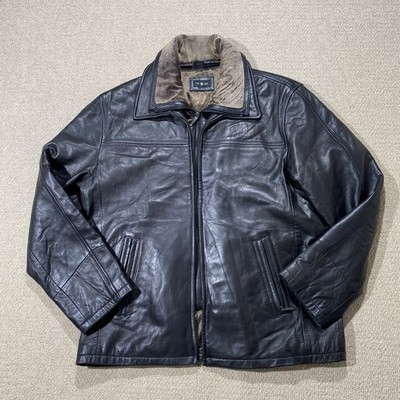 Pre End Lamm Lederjacke Herren Large Schwarz Biker Kragen Designer