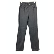 Vintage 90s Straight Leg Leather Pants Womens Size 27" Black High Rise