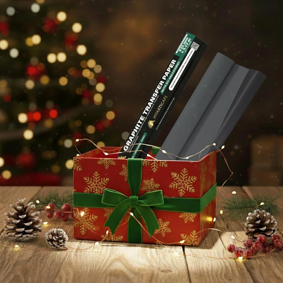 Rollo de papel de transferencia de grafito - Papel de carbono encerado negro transferencia de 17" x 15 pies Foto 2 de 4