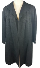 Eileen Fisher Black Ottoman Open Duster Long Blazer Pockets Women's Large