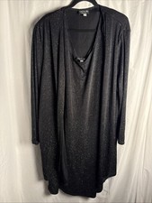 VTG USA Made Onyx Nite Glitter Black Dress Jacket SZ24 Sparkle Plus 2pc