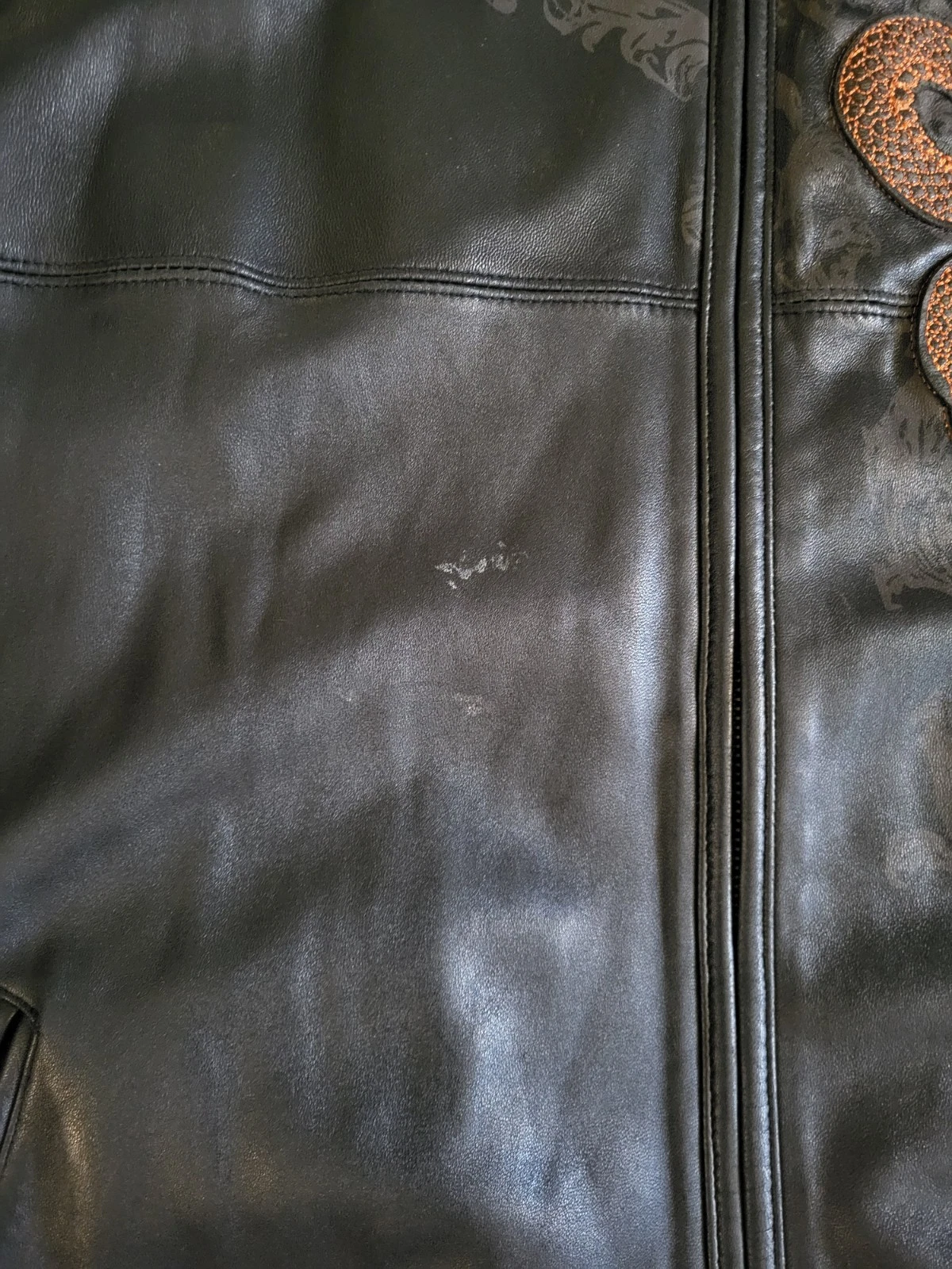 Pelle Pelle Marc Buchanan Leather Bomber Jacket Black/Brown 50 Lined Zip - product detail image 9