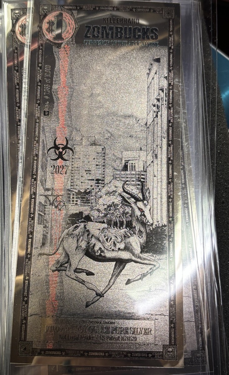 2027 ZOMBUCKS WORLD 1/1000 oz .999 SILVER NOTE ~ KILLERRAND ~, $27.94