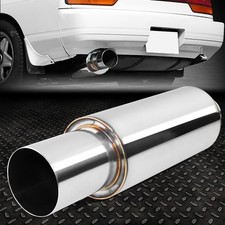 2od Inlet Stainless Steel Straight-through Exhaust Muffler 3 Od Round Tip 2od Inlet Stainless Steel Straight-through Exhaust Muffler 3 Od Round Tip