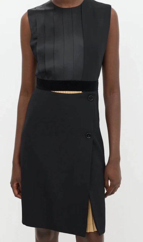 Vestido recto para mujer BURBERRY detalle panel seda y lana en negro talla 8 Foto 4 de 4