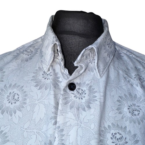 TED BAKER Shirt Mens Size 6 Fits XL (44") Long Sleeve White Floral Design - Picture 3 of 12