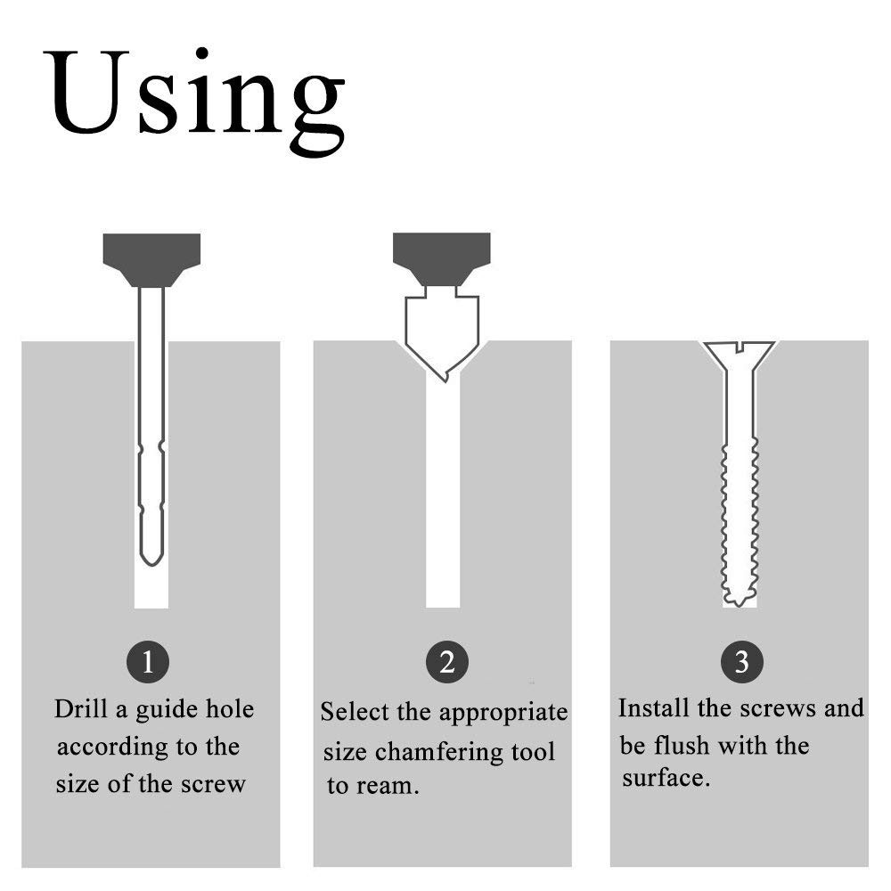 23-Pack Woodworking Chamfer Drilling Tool, 6Pcs 1/4" Hex 5 Flute 90 Degree Count