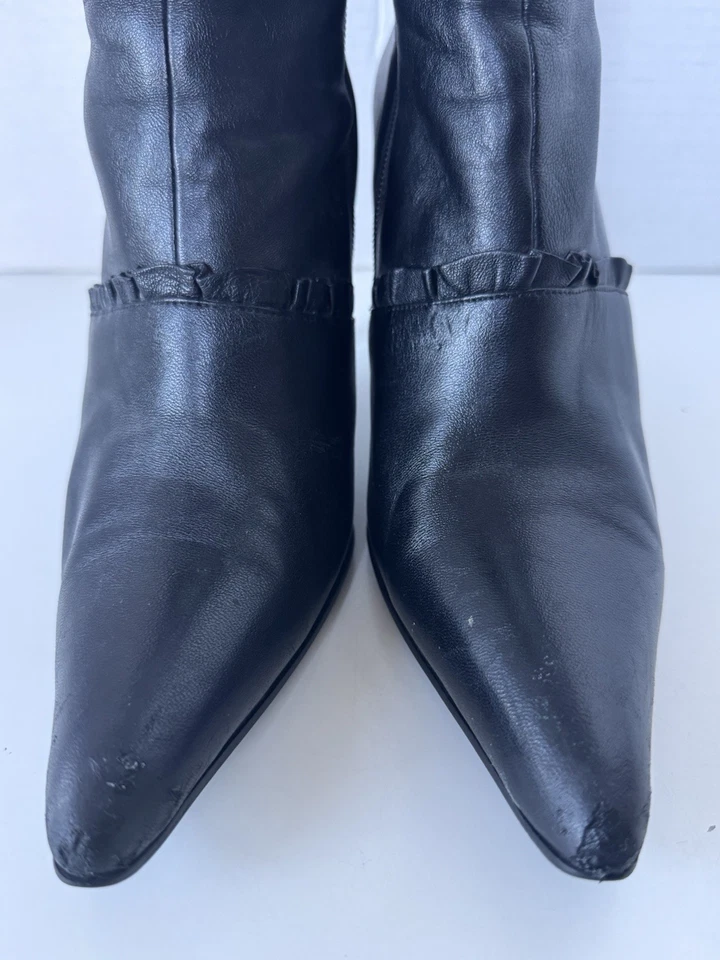 Botas de aguja NYLA puntiagudas con volantes de media pantorrilla estilo Y2K talla 7 *Defectuosas Foto 4 de 4