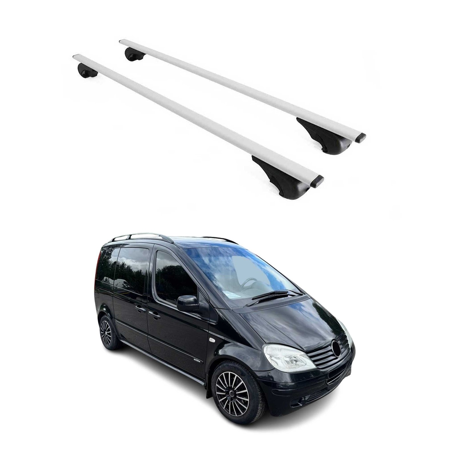 Barres de toit pour Mercedes Vaneo 2002-2005 rails transversaux fer argent
