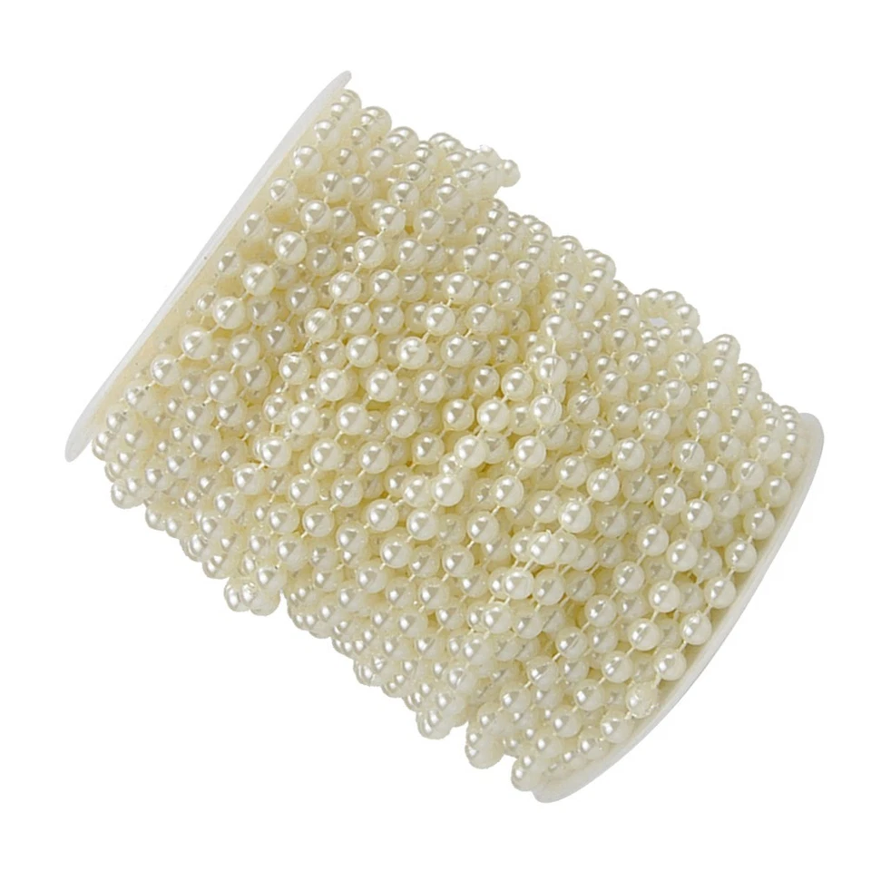  Un rollo de 25 metros ABS perlas artificiales adornos de cadena para boda hágalo usted mismo Foto 2 de 4