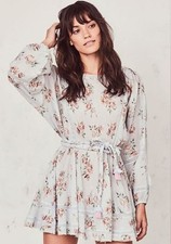 Love Shack Fancy Noelle Blue Long Sleeve Floral Mini Dress Cottagecore sz. M