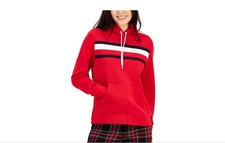 TOMMY HILFIGER Women's Front Pocket Logo Pullover Hooded Sweatshirt XSmall