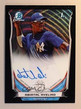 2014 Bowman Chrome Prospect Black Wave Refractor 47/50 Abiatal Avelino Auto 1b0