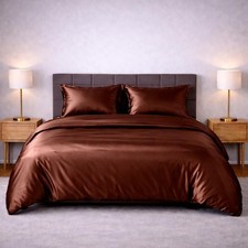 Silk Satin Duvet Cover Set   4 Pc Luxury Bedding Set with 1 Duvet Cover, 1