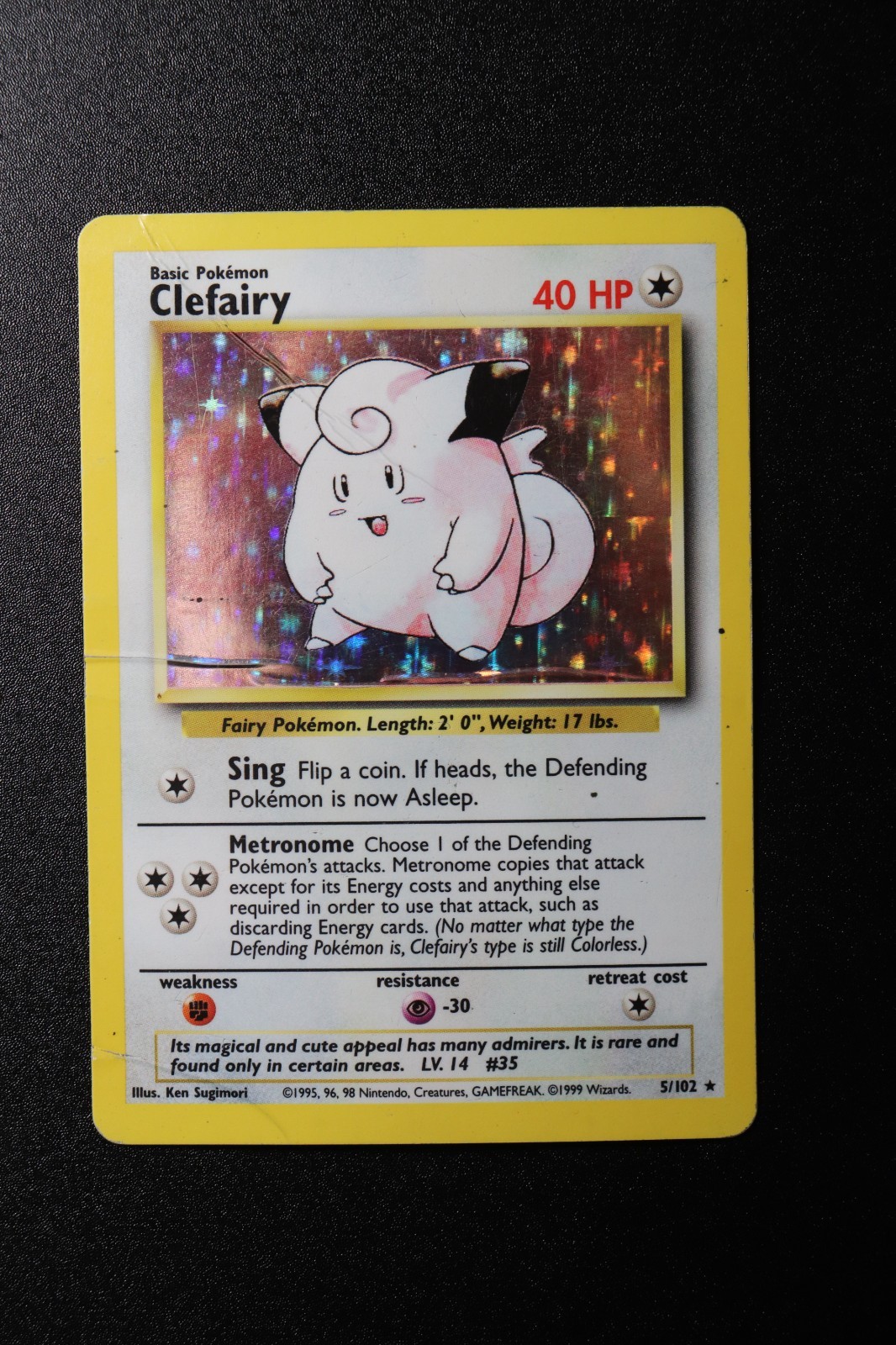 Pokemon Card - Clefairy 5/102 Base Set Rare Holo Unlimited Ungraded