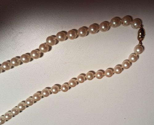 Vintage Monet Necklace Single Strand Faux Pearls 24" Knotted Beads 7.8mm, $15.3 - Photo 7