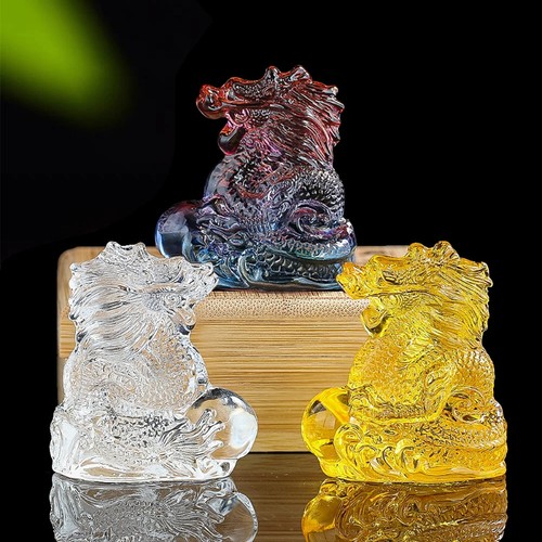 5 cm Chinesische Drachen Figuren Kristall Glück Feng Shui Briefbeschwerer Wohndeko - Bild 4 von 9
