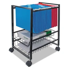 Advantus Mobile File Cart with Baskets and Casters for Letter Size Files Black