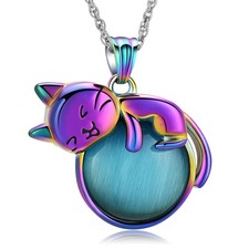 Cat Moon Urn Necklace for Women Pet Cremation Jewelry for Ashes Stainless S - 02