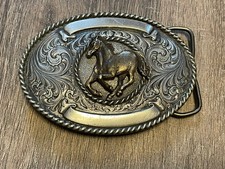 Vintage 1981 Silver Color Belt Buckle by Bergamot Brass Works Western Style