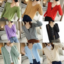 Girls Womens Cardigan Long Sleeve Autumn Spring SOFT Ladies Knitted Top Size