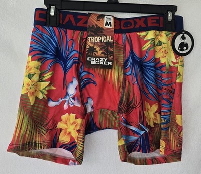 Crazy Boxer Underwear Mens Boxer Briefs Ultra Comfy Bright Floral and Tropical