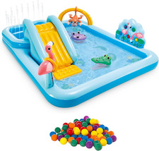 INTEX Jungle Adventure Inflatable Water Slide Park Kiddie Pool Set Bundle 57