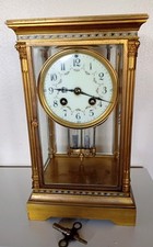 ANTIQUE FRENCH  CLOISONNE / ENAMEL MANTEL CLOCK ( Mercury Pendulum )